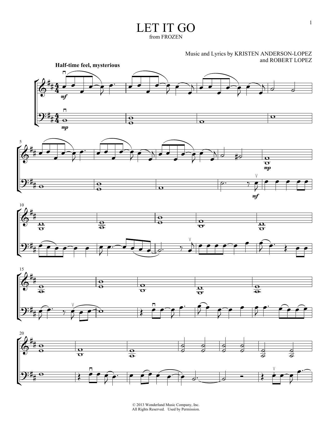 Produktgalerie: Seite 1 von 1 Let It Go (from Frozen) (arr. Michelle Hynson), Idina Menzel