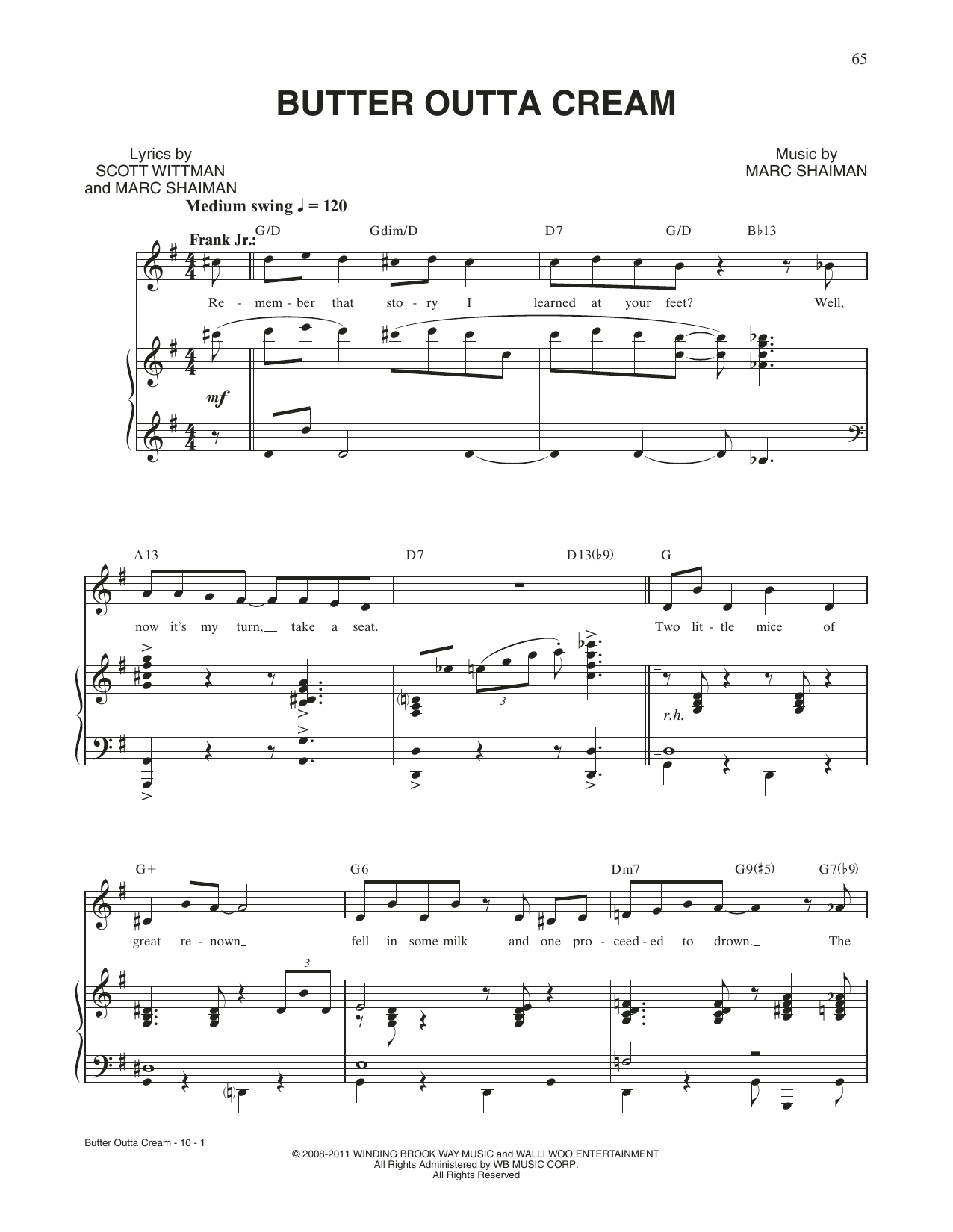 Produktgalerie: Seite 1 von 1 Butter Outta Cream (from Catch Me If You Can), Scott Wittman, Gesang, Klavier