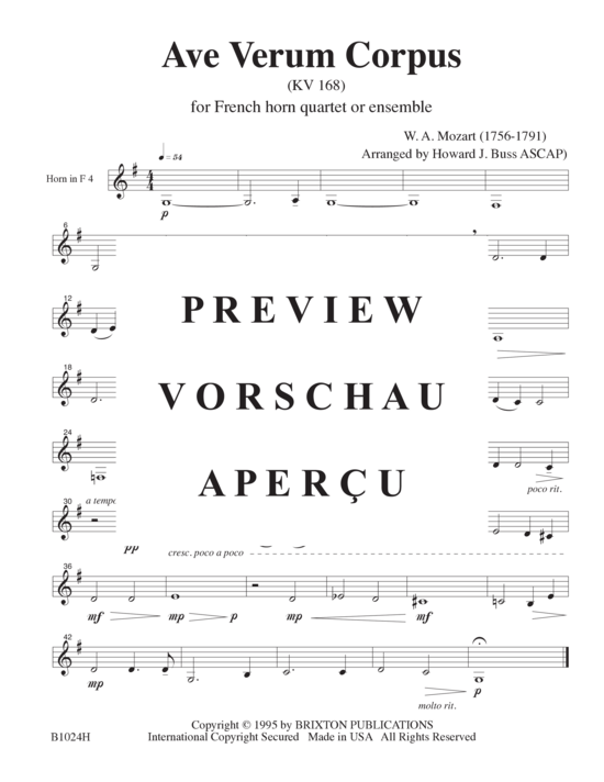 Produktgalerie: Seite 10 von 10 Ave Verum Corpus , , (4 Hörner)