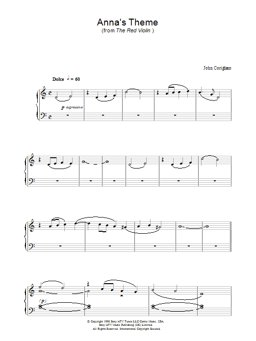 Product picture to: Anna's Theme (from The Red Violin)