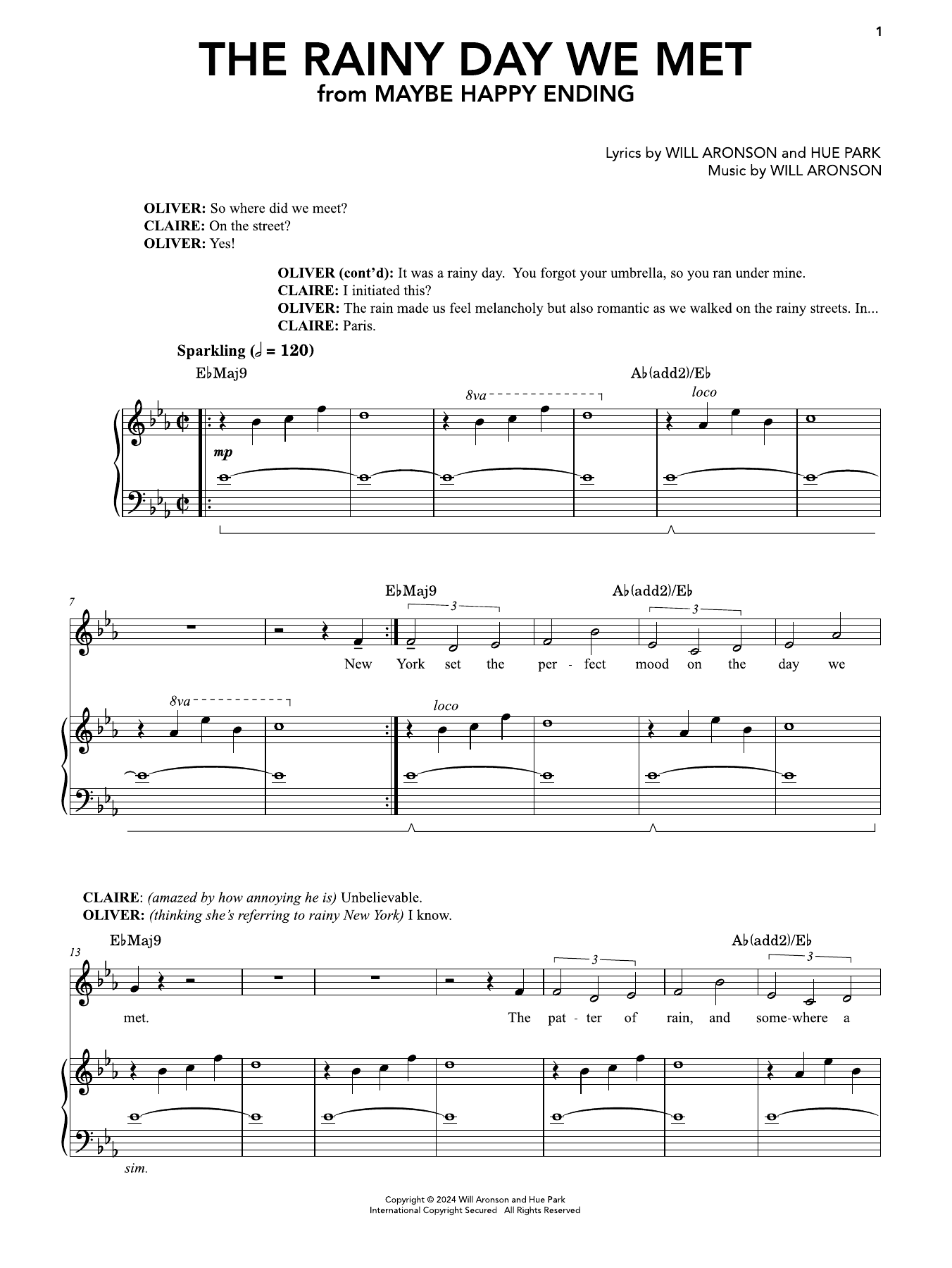 Produktgalerie: Seite 1 von 1 The Rainy Day We Met (from Maybe Happy Ending), Hue Park & Will Aronson, Gesang, Klavier