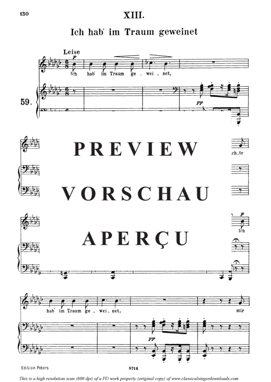 Product gallery: Page 2 of 3 Ich hab' im Traum geweinet, Op.48 No.13, , Medium Voice and Piano