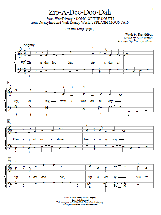 Produktbild zu: Zip-A-Dee-Doo-Dah (from Song Of The South) (arr. Carolyn Miller)