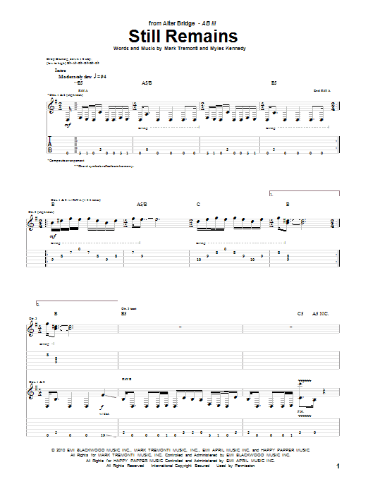 Produktgalerie: Seite 1 von 1 Still Remains, Alter Bridge, Gitarre