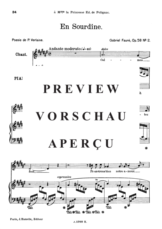 Product gallery: Page 2 of 6 En sourdine Op.58 No.2, , High Voice and Piano