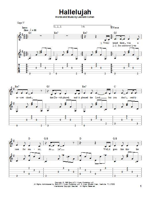 Produktgalerie: Seite 1 von 1 Hallelujah, Leonard Cohen, Gitarre