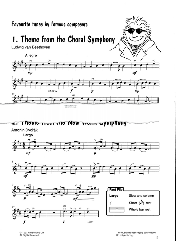 gallery: Theme from 'Choral Symphony'/Theme from 'New World Symphony', Ludwig van Beethoven, Klavier, Violine