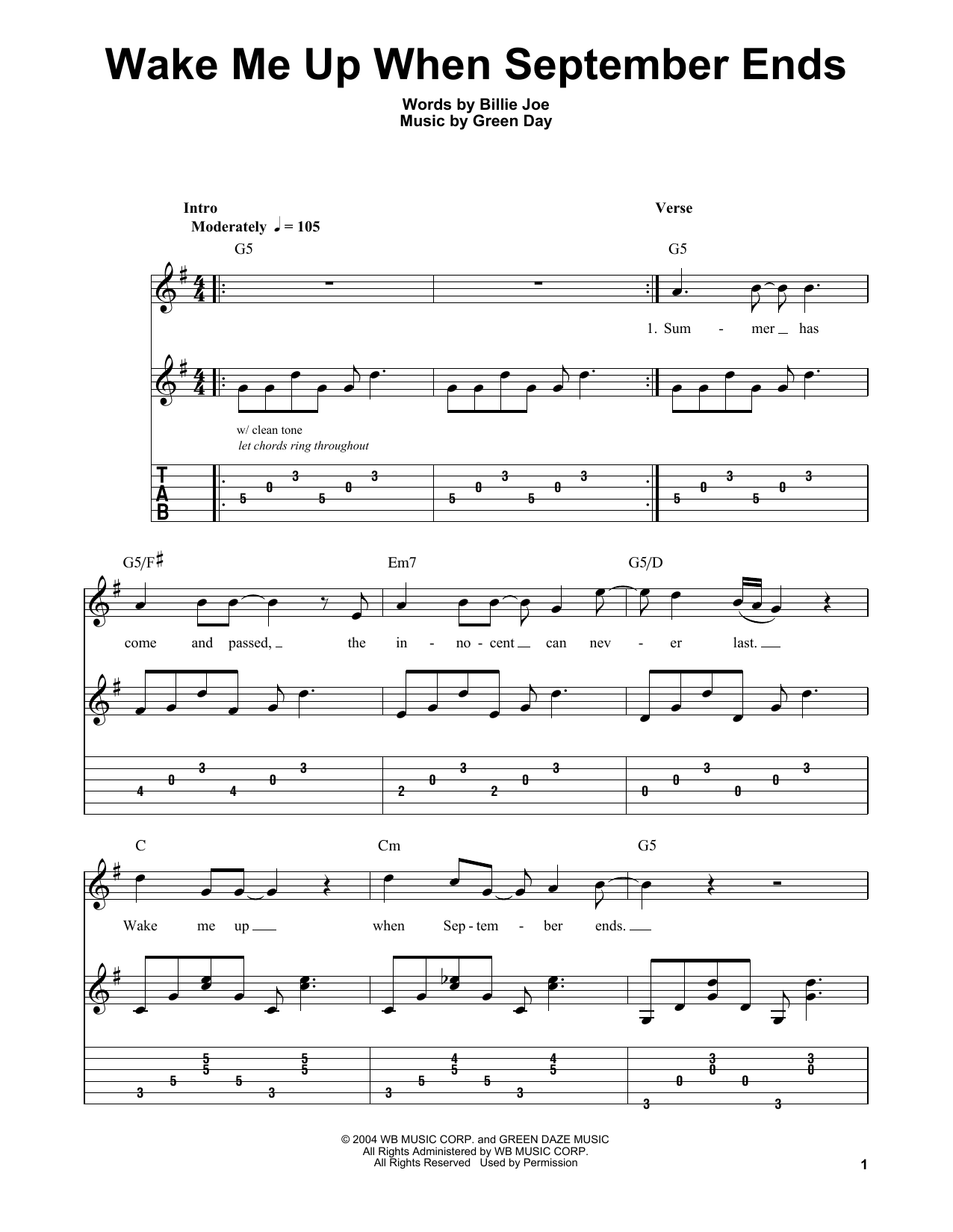 Product gallery: Page 1 of 1 Wake Me Up When September Ends, Green Day