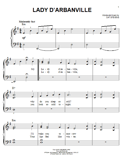 Produktgalerie: Seite 1 von 1 Lady D'Arbanville, Cat Stevens, Klavier