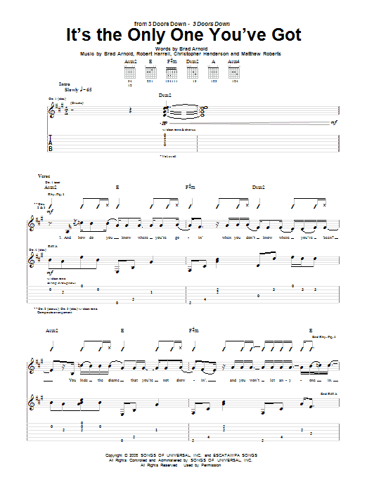 Produktgalerie: Seite 1 von 1 It's The Only One You've Got, 3 Doors Down, Gitarre