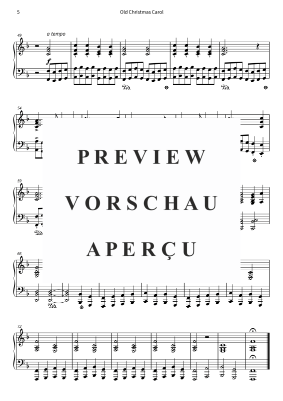 Produktgalerie: Seite 7 von 7 Old Christmas Carol - Easy Piano Arrangement of Altes Weihnachtslied, , Klavier Solo