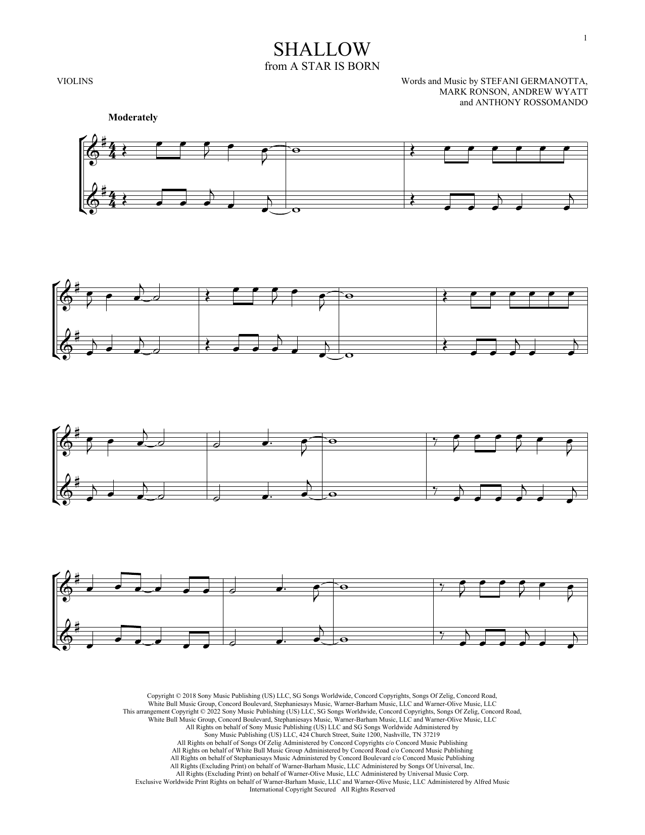 Product gallery: Page 1 of 1 Shallow (from A Star Is Born), Lady Gaga & Bradley Cooper