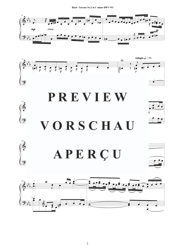 Produktgalerie: Seite 3 von 11 Toccata Nr. 2 in C-Moll BWV 911, , Cembalo/Klavier Solo