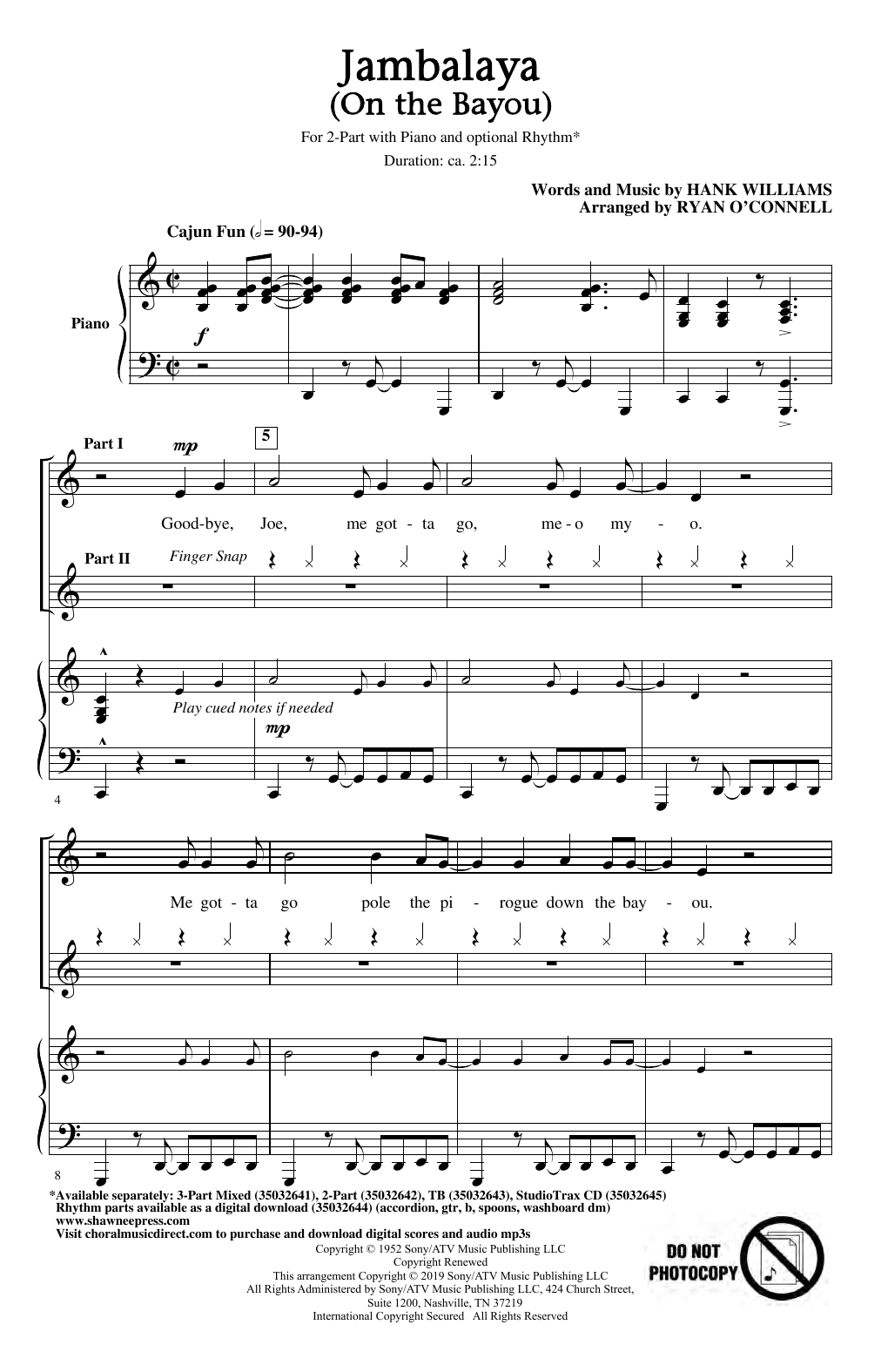 Produktbild zu: Jambalaya (On The Bayou) (arr. Ryan O'Connell)