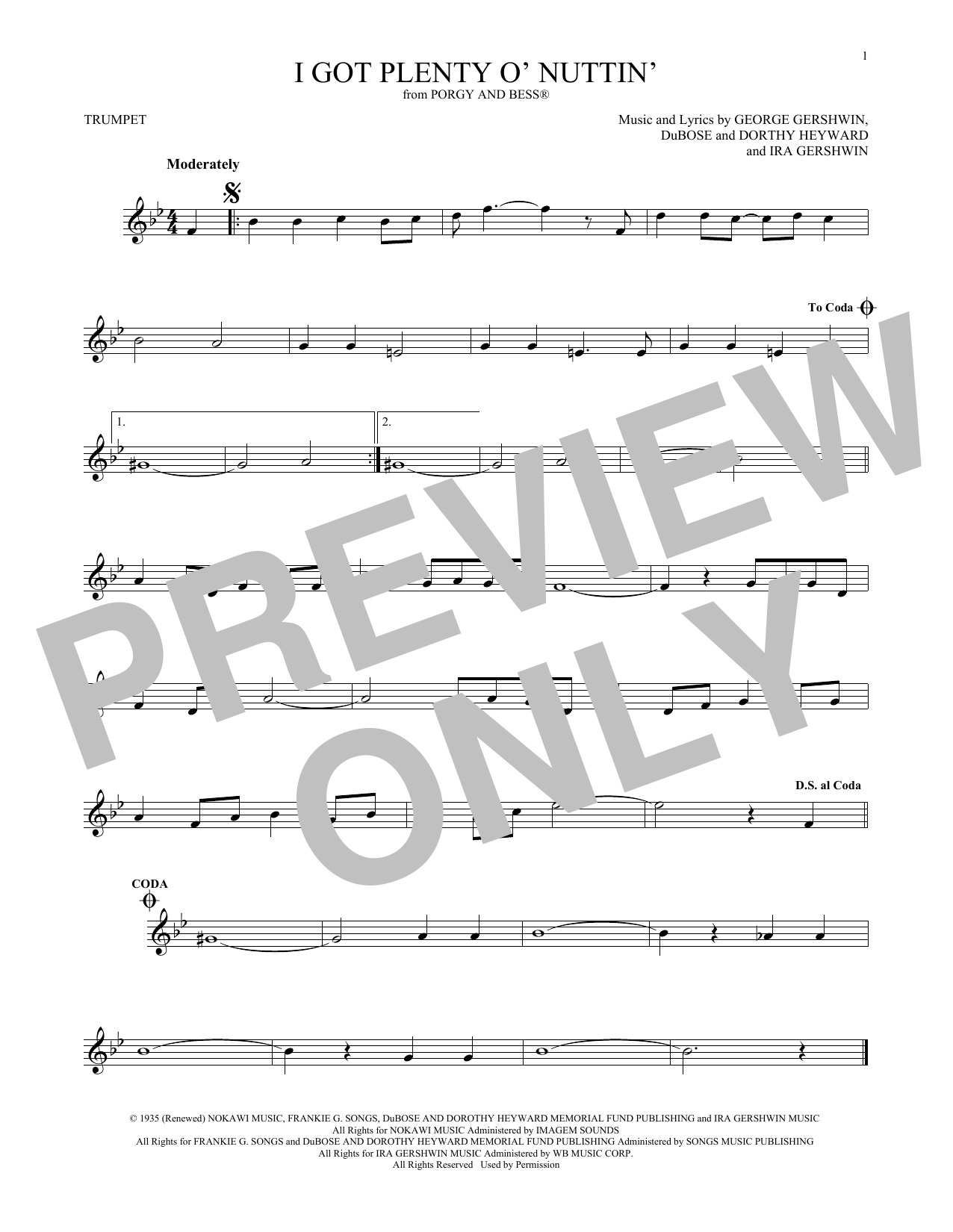 Produktgalerie: Seite 1 von 1 I Got Plenty O' Nuttin', George Gershwin, Trompete