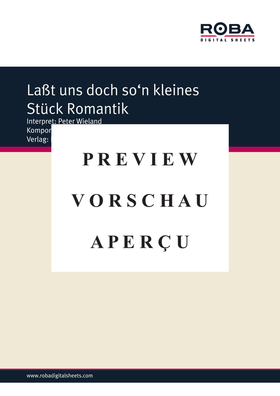 Product gallery: Page 2 of 3 Laßt uns doch son kleines Stück Romantik , Wieland, Peter , (Piano solo with underlaid text)