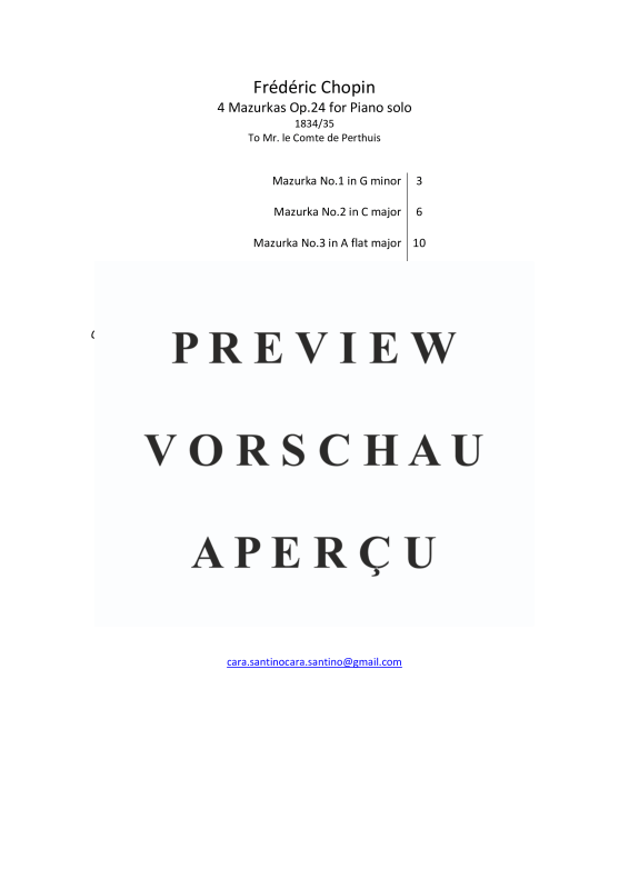 Produktgalerie: Seite 3 von 11 4 Mazurkas op. 24 für Klavier – Vollständige Partituren, , Klavier Solo