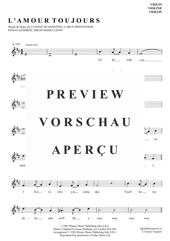 Produktgalerie: Seite 2 von 6 L'Amour Toujours, Gigi D'Agostino, Violine