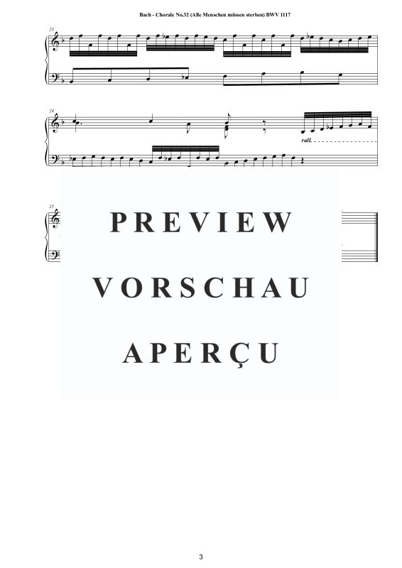 Produktgalerie: Seite 4 von 4 Choral No.32 in B-Dur (Alle Menschen müssen sterben) BWV 1117, , Klavier Solo