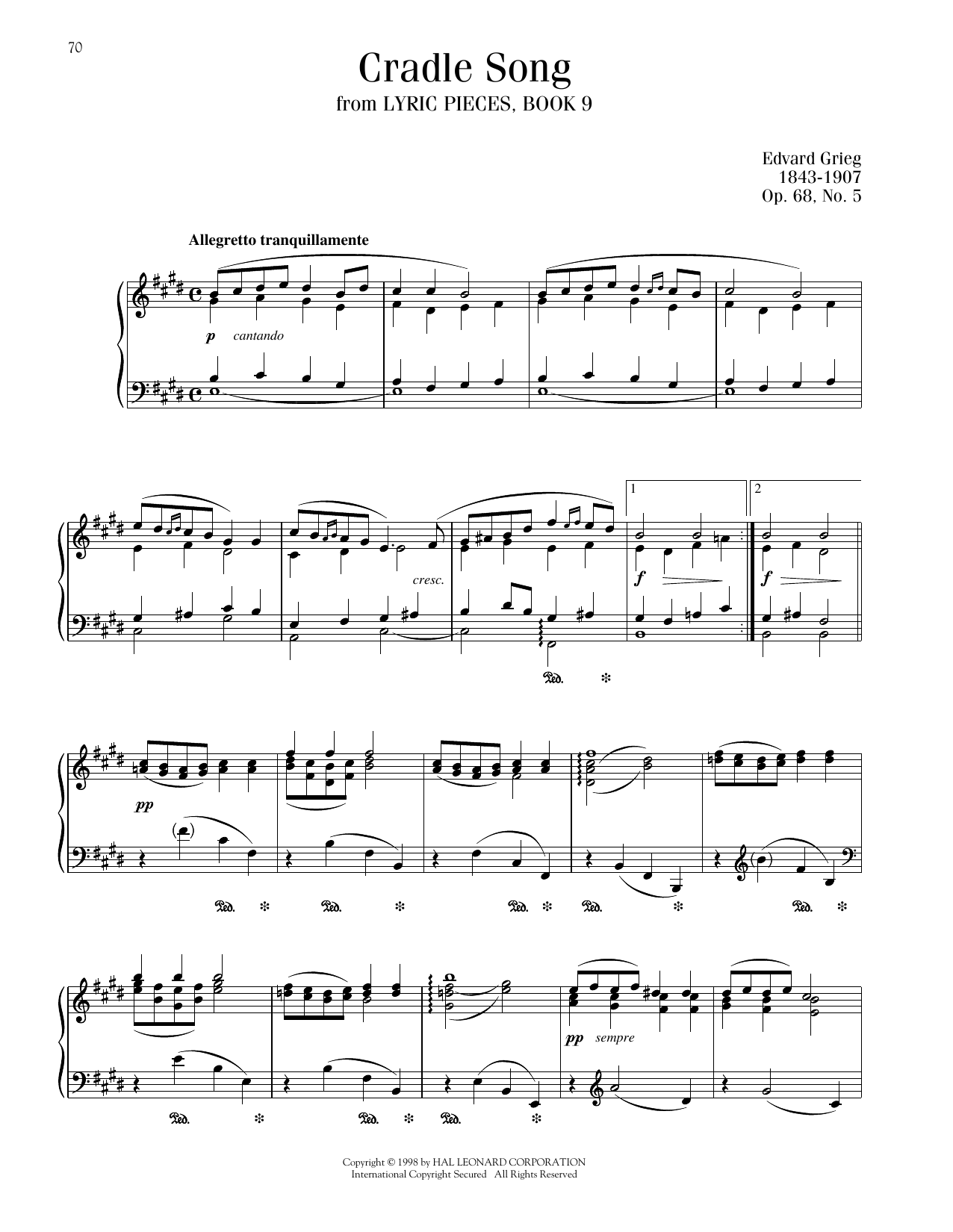 Produktbild zu: Cradle Song, Op. 68, No. 5