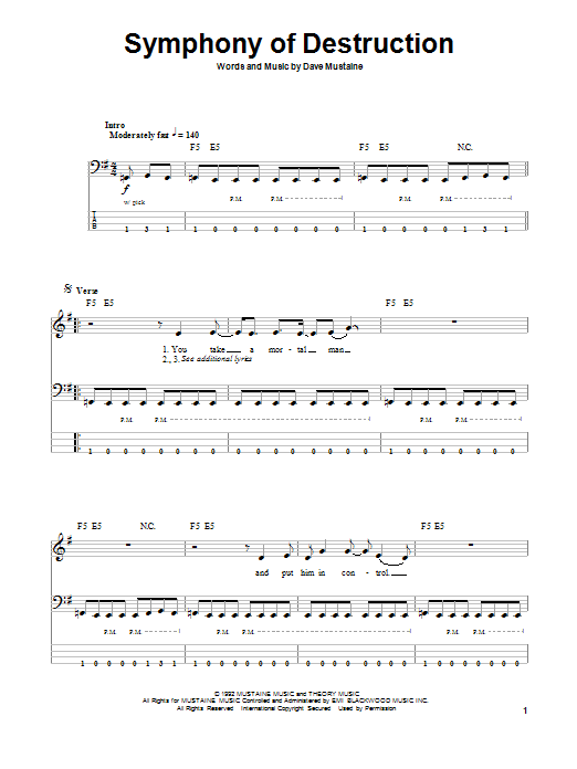 Produktgalerie: Seite 1 von 1 Symphony Of Destruction, Megadeth, E-Bass