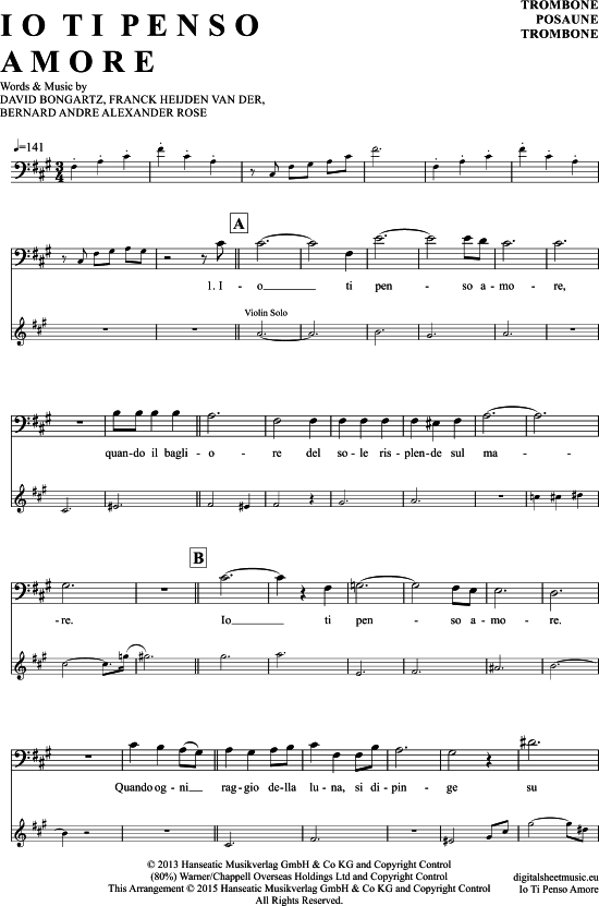 Product gallery: Page 1 of 5 Io Ti Penso Amore , Garrett, David, (Posaune / Bariton)