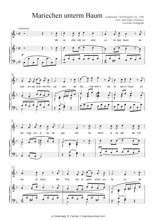 Product picture to: Mariechen unterm Baum Carl Reinecke Op. 154b / nach Kate Greenwey von Käte Freiligrath