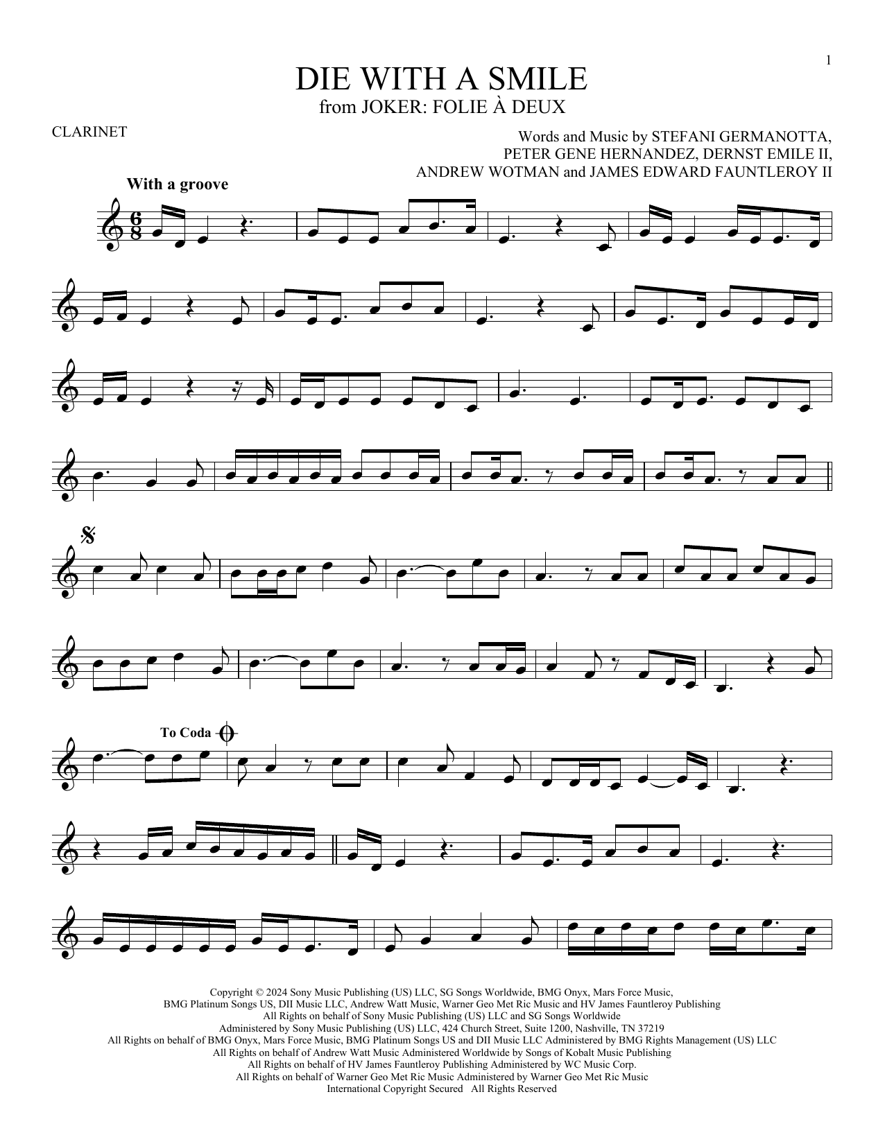 Product gallery: Page 1 of 1 Die With A Smile, Bruno Mars And Lady Gaga