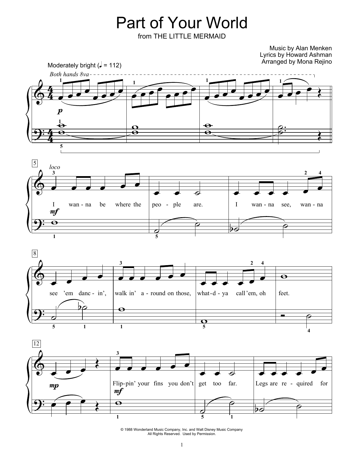 Produktbild zu: Part Of Your World (from The Little Mermaid) (arr. Mona Rejino)
