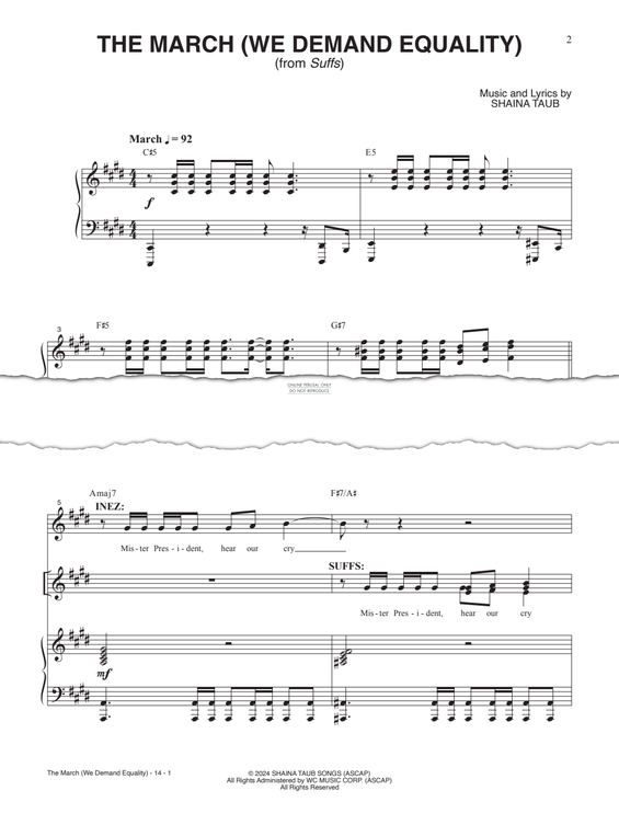 Produktgalerie: Seite 1 von 1 The March (We Demand Equality) (from 'Suffs'), Shaina Taub, Gesang, Gitarre, Klavier