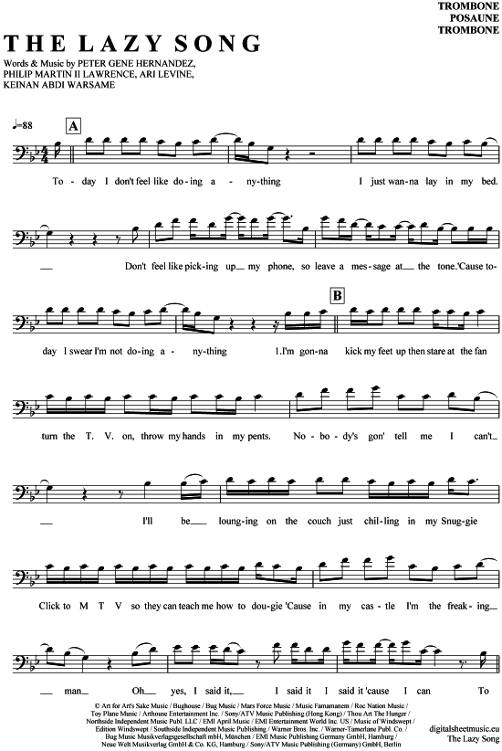 Product picture to: The Lazy Song Bruno Mars