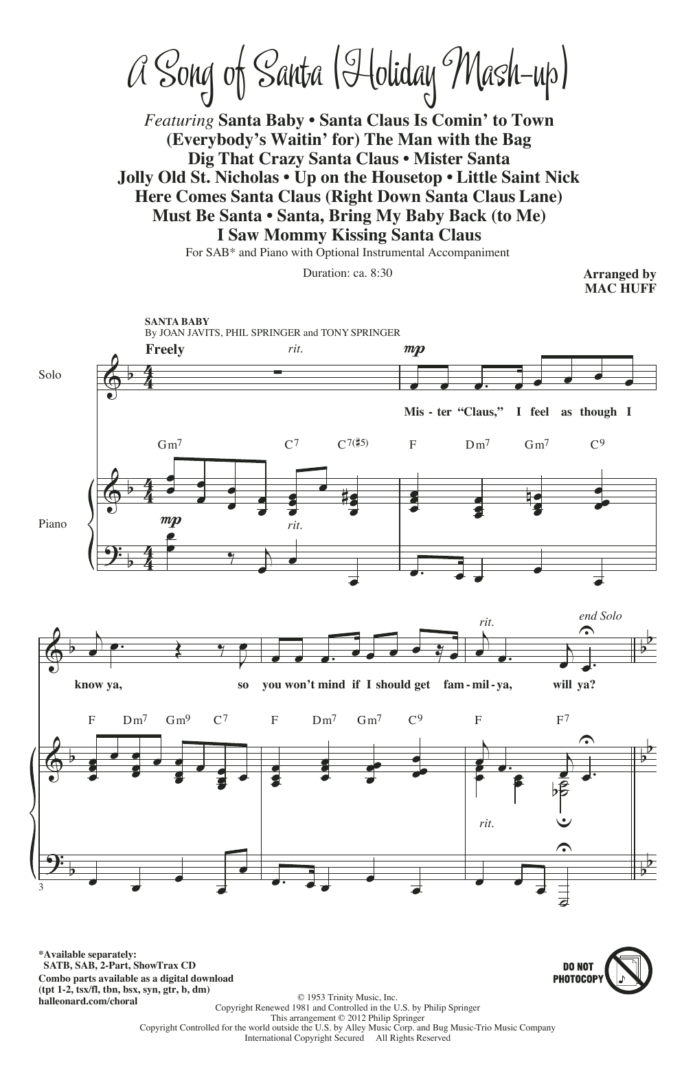 Product gallery: Page 1 of 1 A Song Of Santa (Medley), Mac Huff