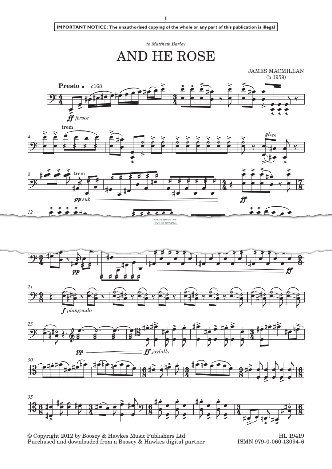 Produktgalerie: Seite 1 von 1 And He Rose, James MacMillan, Violoncello