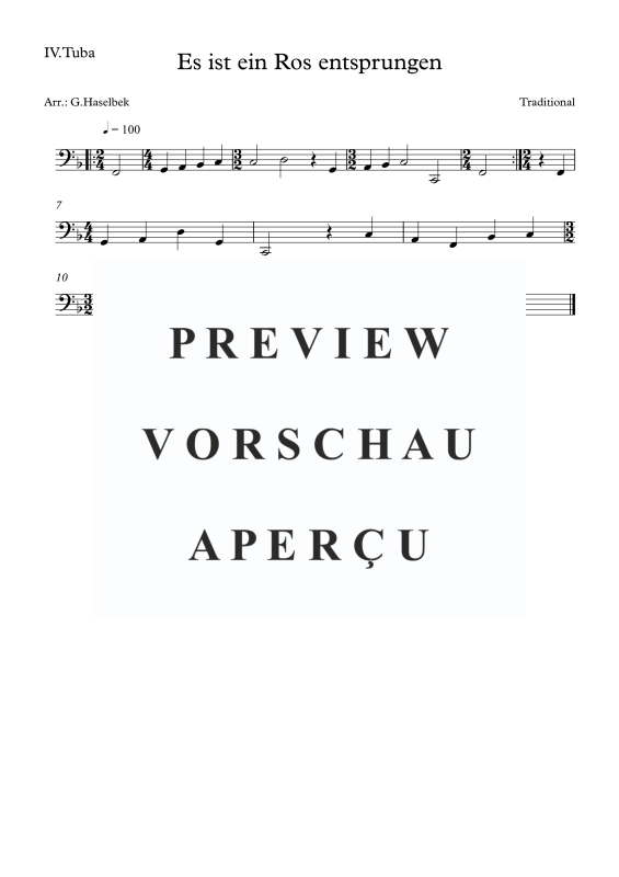 Produktgalerie: Seite 8 von 8 Es ist ein Ros entsprungen, , (Blechbläserquartett)