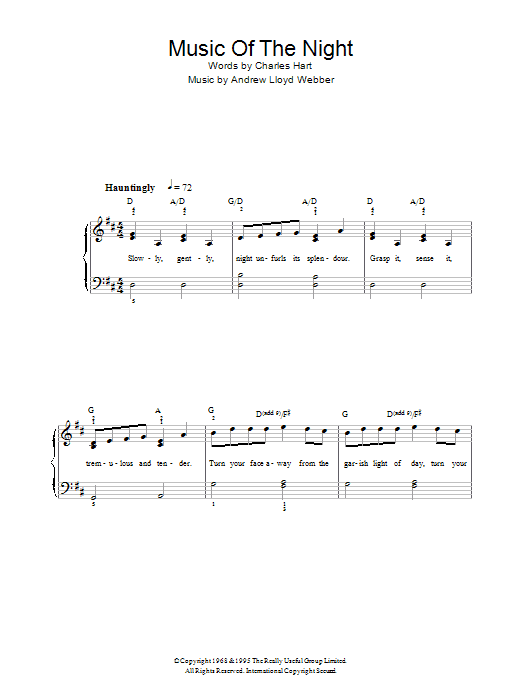 Product picture to: The Music Of The Night (from The Phantom Of The Opera) (Verse Only)