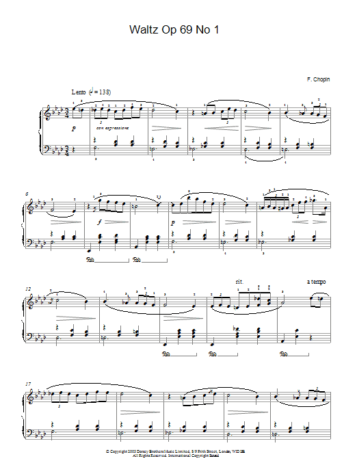 Product gallery: Page 1 of 1 Waltz Op. 69, No. 1, Frederic Chopin