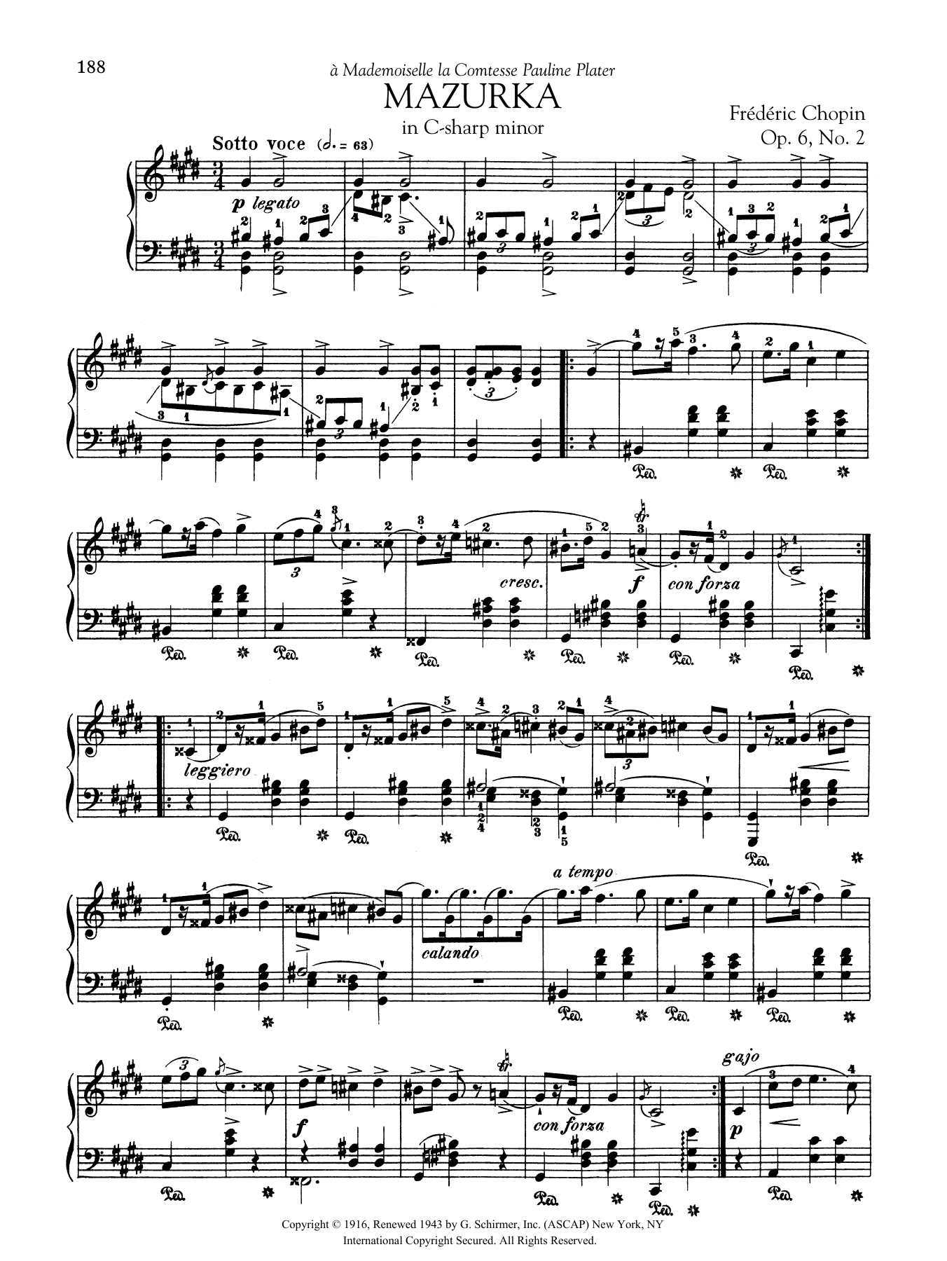 Product gallery: Page 1 of 1 Mazurka in C-sharp minor, Op. 6, No. 2, Frédéric Chopin