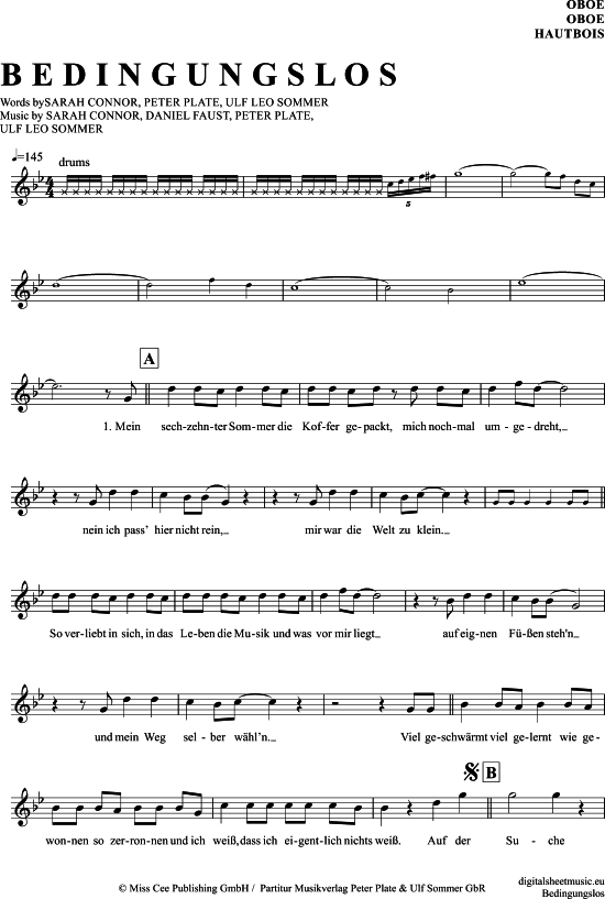 Produktgalerie: Seite 1 von 4 Bedingungslos , Connor, Sarah, (Oboe)