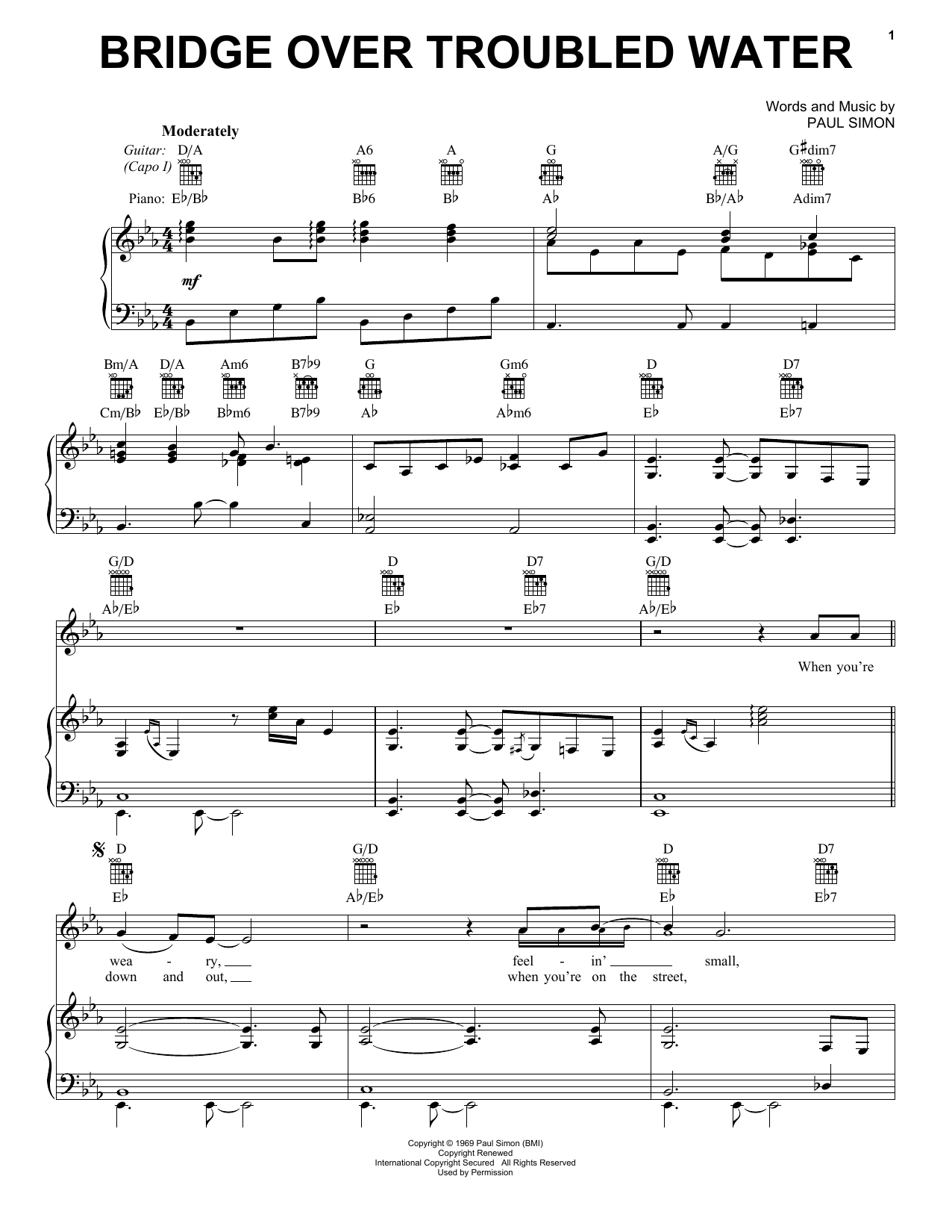 Produktgalerie: Seite 1 von 1 Bridge Over Troubled Water, Simon & Garfunkel, Gesang, Gitarre, Klavier
