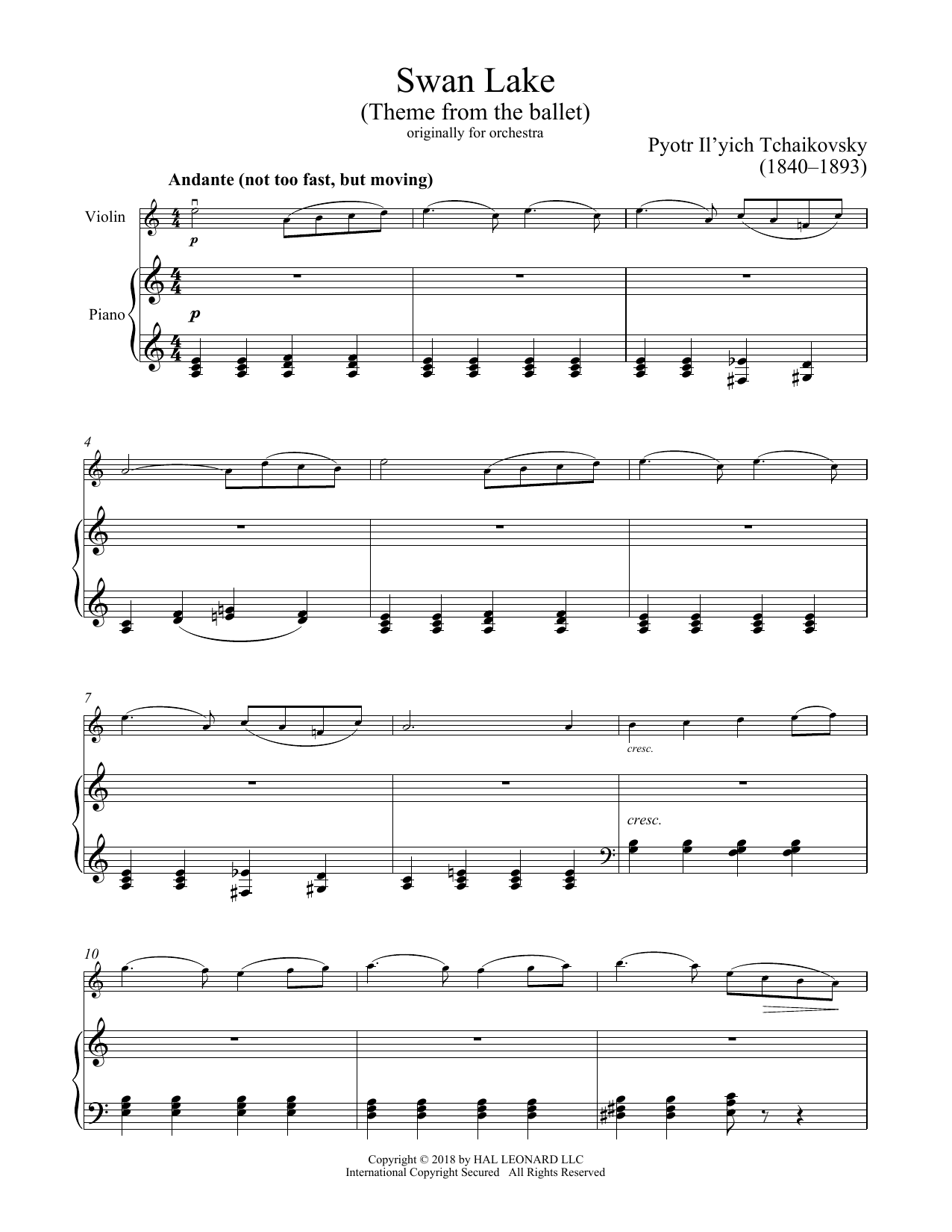 Product gallery: Page 1 of 1 Theme From Swan Lake, Pyotr Il'yich Tchaikovsky