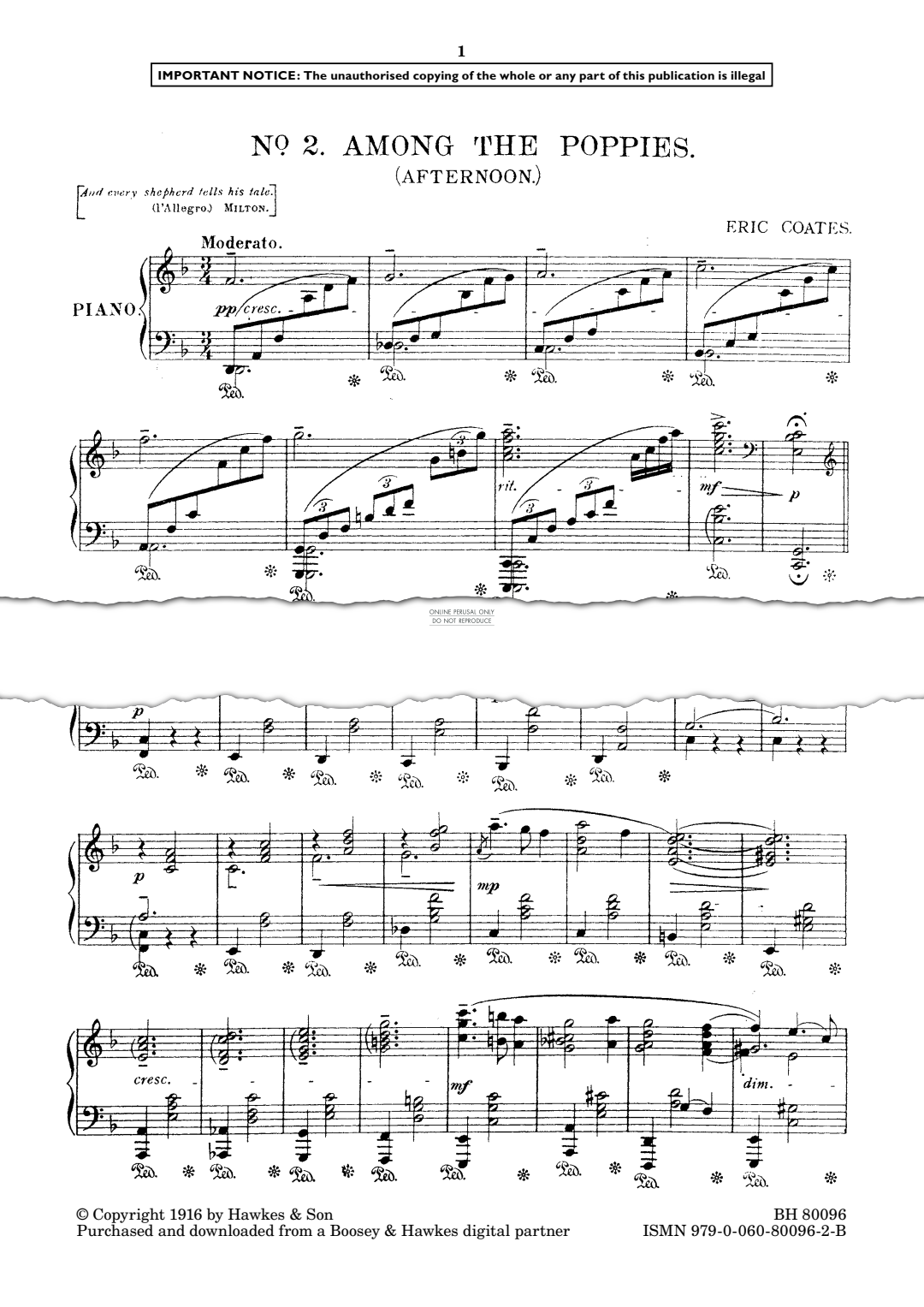 Produktgalerie: Seite 1 von 1 Among The Poppies (From the Countryside, No.2), Eric Coates, Klavier