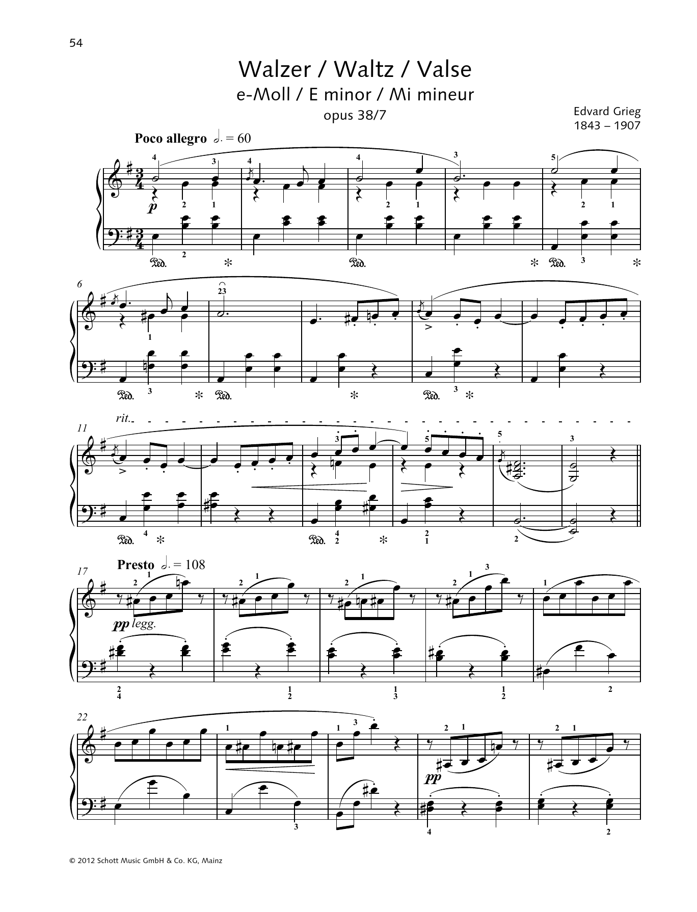 Product gallery: Page 1 of 1 Waltz E minor, Edvard Grieg