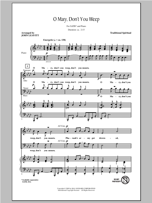 Product gallery: Page 1 of 1 Oh Mary Don't You Weep, John Leavitt