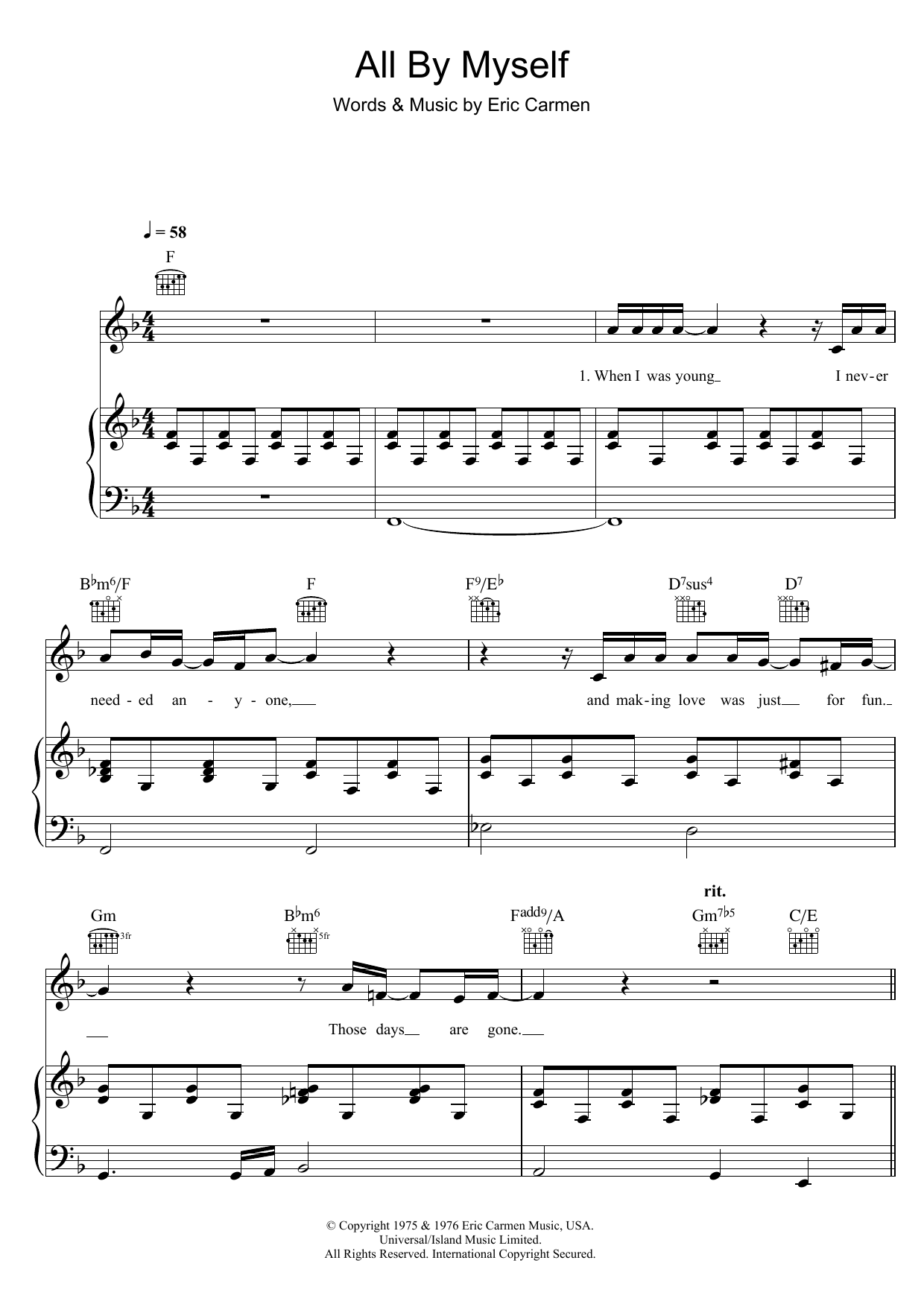 Produktgalerie: Seite 1 von 1 All By Myself, Eric Carmen, Gesang, Gitarre, Klavier