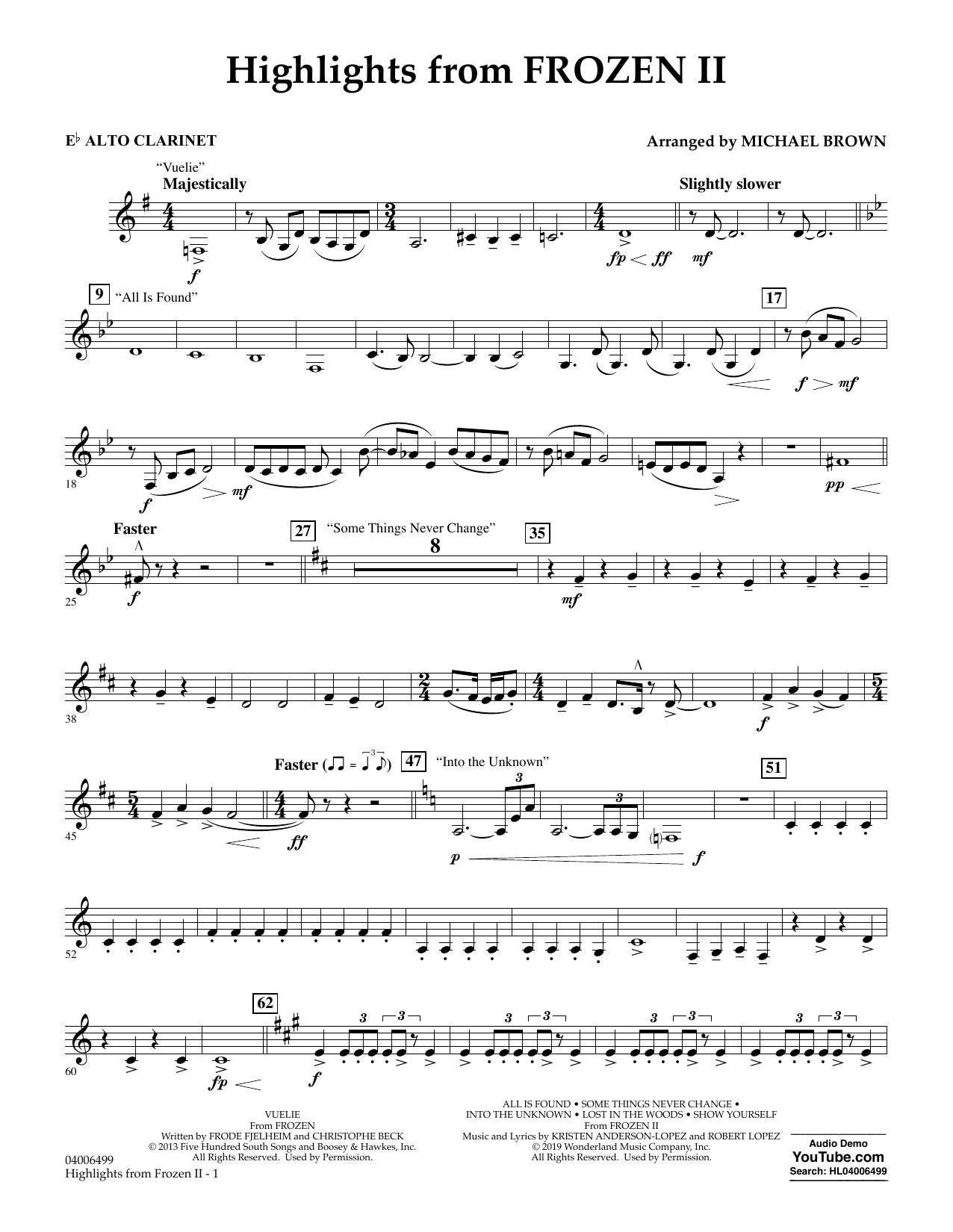 Produktbild zu: Highlights from Disney's Frozen 2 (arr. Michael Brown) - Eb Alto Clarinet