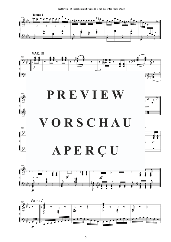Produktgalerie: Seite 6 von 11 15 Variations and Fugue in E flat major for Piano Op.35, , Klavier Solo
