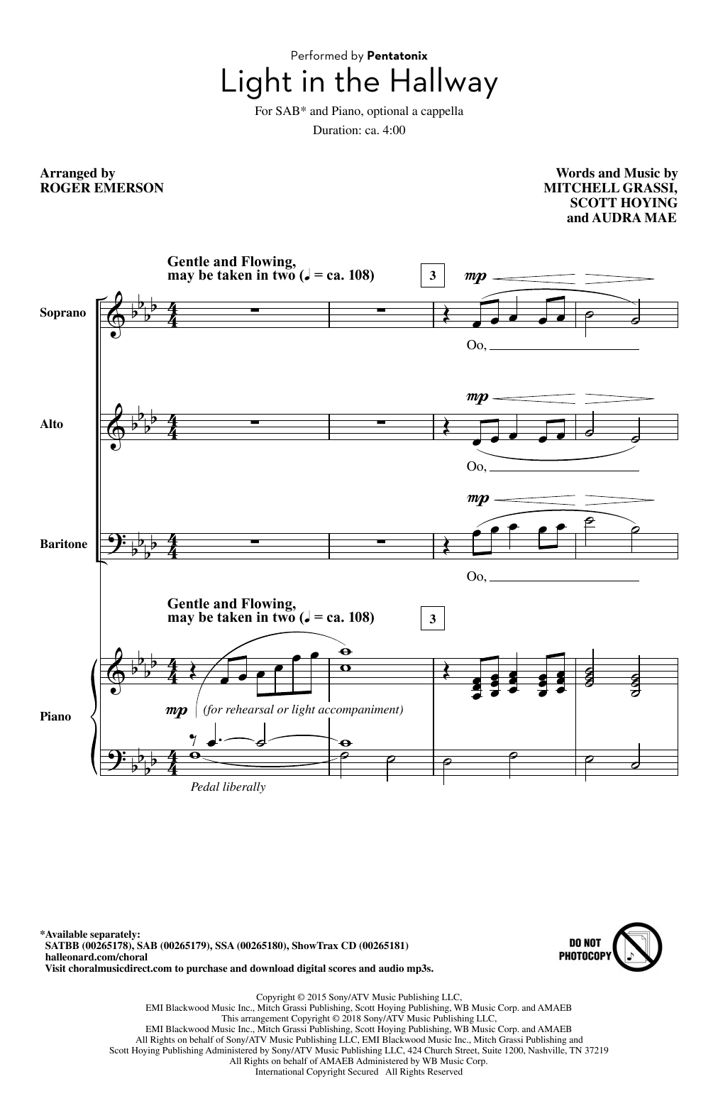 Product picture to: Light In The Hallway (arr. Roger Emerson)