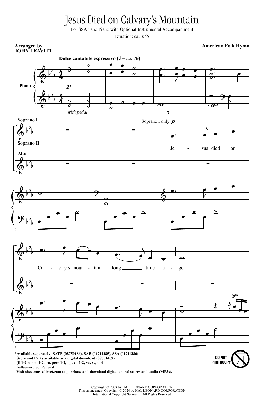 Produktgalerie: Seite 1 von 1 Jesus Died On Calvary's Mountain (arr. John Leavitt), American Folk Hymn, Chor