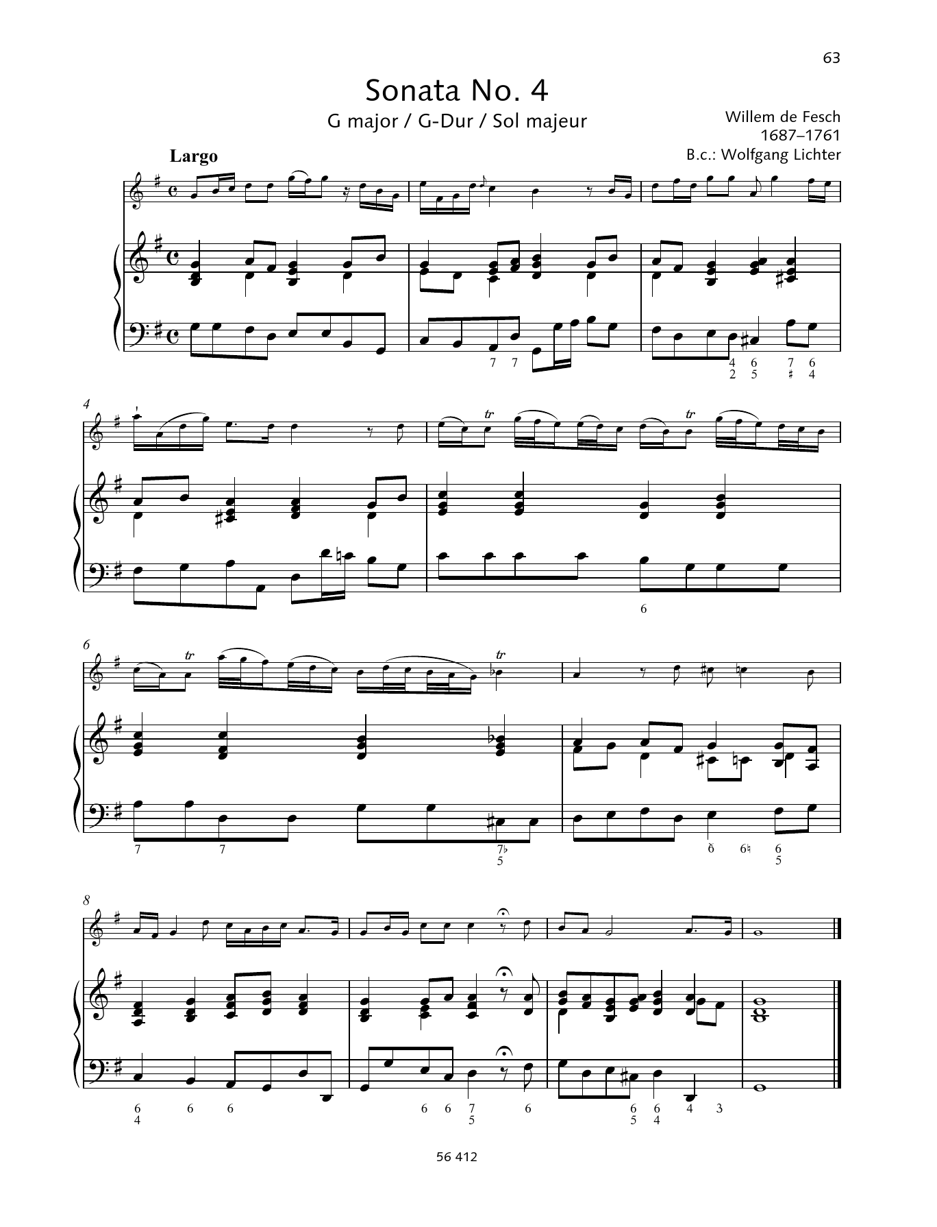 Product gallery: Page 1 of 1 Sonata No. 4 G major, Willem de Fesch