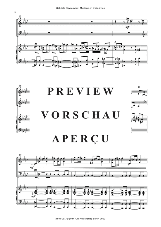 Product gallery: Page 11 of 21 Musique en trois styles pour violon, violoncelle et piano (1969) , ,  (Trio for violin, violoncello + piano)